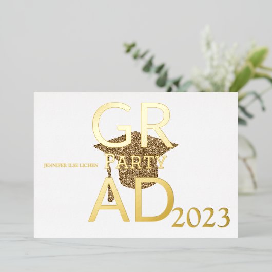 MODERN AFSTUDEERDER PARTIJ FOLIE UITNODIGING (Staand Voorkant)