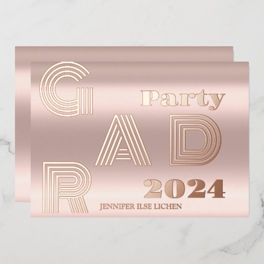 MODERN AFSTUDEERDER PARTIJ FOLIE UITNODIGING (Voorkant / Achterkant)