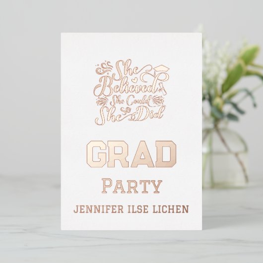 MODERN AFSTUDEERDER PARTIJ FOLIE UITNODIGING (Staand Voorkant)