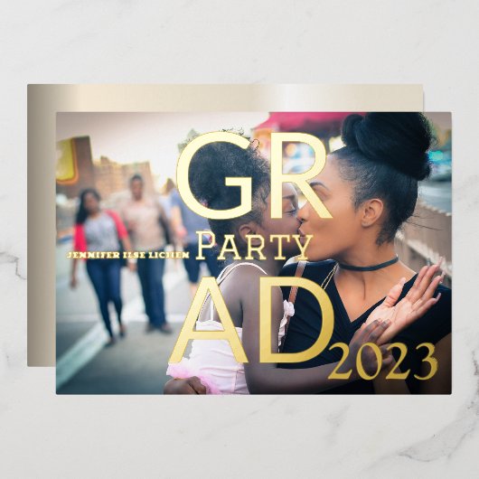 MODERN AFSTUDEERDER PARTIJ FOLIE UITNODIGING (Voorkant / Achterkant)