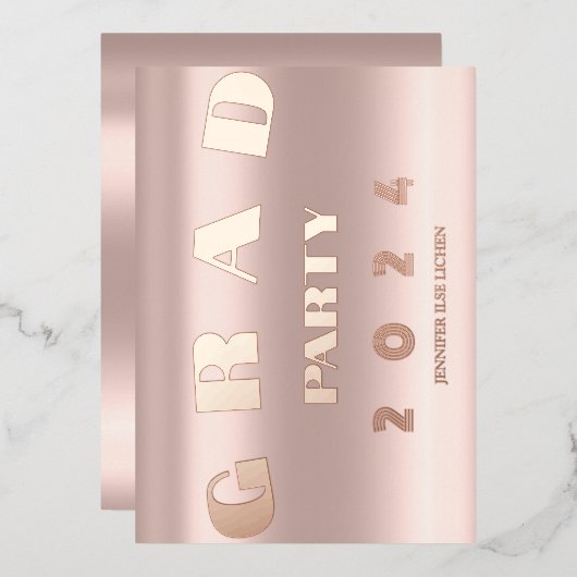 MODERN AFSTUDEERDER PARTIJ FOLIE UITNODIGING (Voorkant / Achterkant)