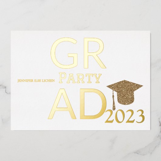 MODERN AFSTUDEERDER PARTIJ FOLIE UITNODIGING (Voorkant)