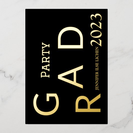 MODERN AFSTUDEERDER PARTIJ FOLIE UITNODIGING (Voorkant)