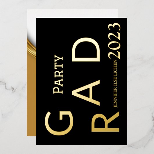 MODERN AFSTUDEERDER PARTIJ FOLIE UITNODIGING (Voorkant / Achterkant)
