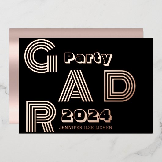 MODERN AFSTUDEERDER PARTIJ FOLIE UITNODIGING (Voorkant / Achterkant)