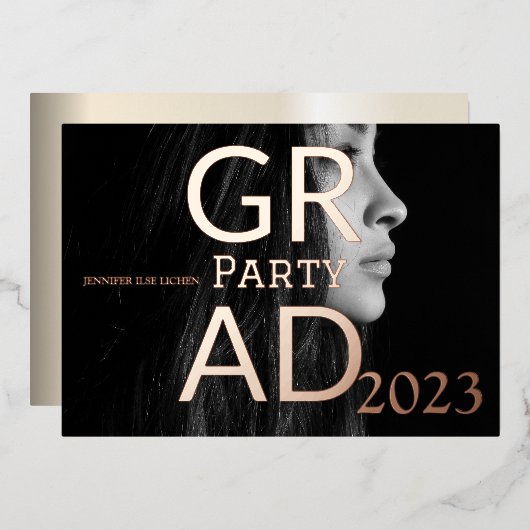 MODERN AFSTUDEERDER PARTIJ FOLIE UITNODIGING (Voorkant / Achterkant)