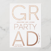 MODERN AFSTUDEERDER PARTY Class of 2025 ROOS Gold  Folie Uitnodiging (Voorkant)