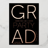 MODERN AFSTUDEERDER PARTY Class van 2024 ROOS Goud Folie Uitnodiging (Voorkant)