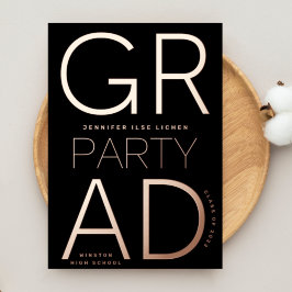 MODERN AFSTUDEERDER PARTY Class van 2024 ROOS Goud Folie Uitnodiging