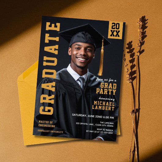 Modern Afstudeerder Party Foto Afstuderen Kaart