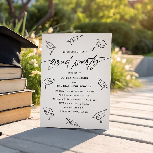 Modern Afstudeerder Party Kalligrafie Script Line Kaart