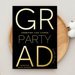 MODERN AFSTUDEERDER PARTY | Klasse van 2024 Goudge Folie Uitnodiging