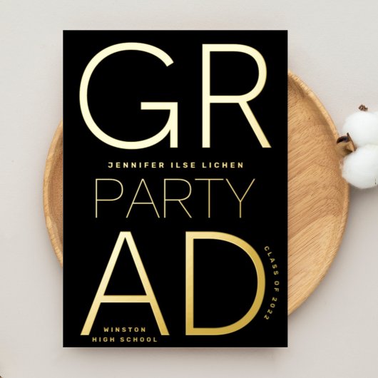 MODERN AFSTUDEERDER PARTY | Klasse van 2024 Goudge Folie Uitnodiging