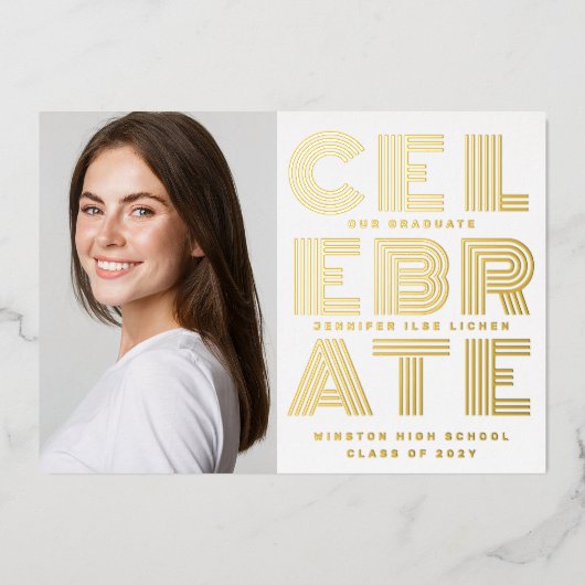 MODERN AFSTUDEERDER PARTY | Klasse van 2024 twee f Folie Uitnodiging (Voorkant)