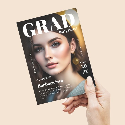 Modern Afstudeerder Party Magazine Foto Afstuderen Kaart