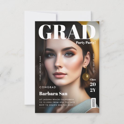 Modern Afstudeerder Party Magazine Foto Afstuderen Kaart (Voorkant)