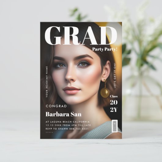 Modern Afstudeerder Party Magazine Foto Afstuderen Kaart (Staand voorkant)