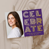 MODERN AFSTUDEERDER PARTY twee foto goud paarse Folie Uitnodiging