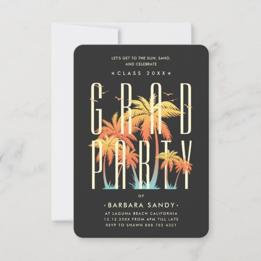 Modern Afstudeerder Party Zomerafstudeerfeest Kaart (Voorkant)