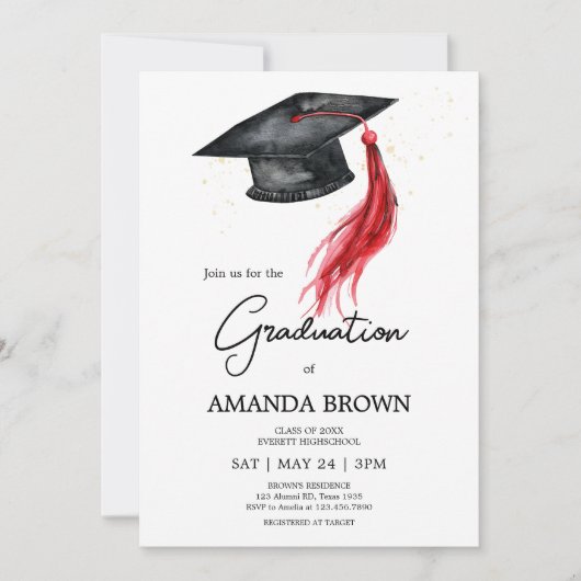 Modern Afstudeerder Pet Graduation Party Invitatio Kaart (Voorkant)