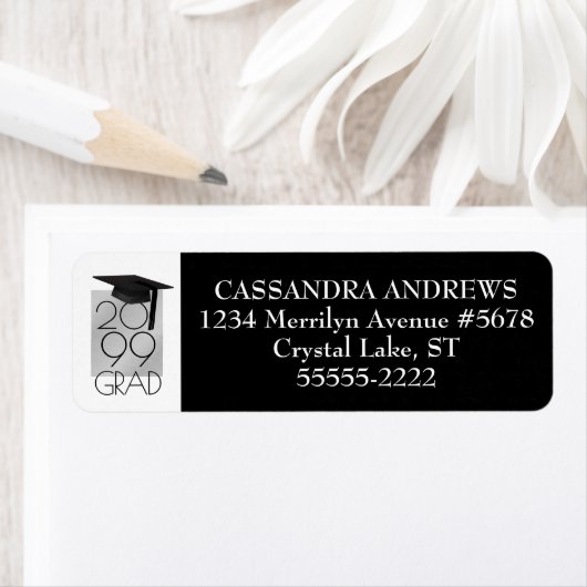 Modern AFSTUDEERDER Pet & Jaar Zwart-wit Afstudere Etiket (Insitu)