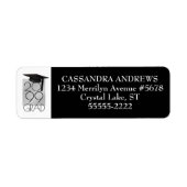 Modern AFSTUDEERDER Pet & Jaar Zwart-wit Afstudere Etiket (Voorkant)