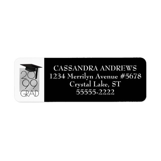 Modern AFSTUDEERDER Pet & Jaar Zwart-wit Afstudere Etiket (Voorkant)