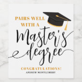 Modern Afstudeerder Pet Tassel Elegant Master Degr Wijn Etiket (Enkel label)