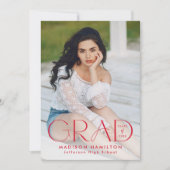 Modern Afstudeerder Rode Typografie 2 Foto Afstude Aankondiging (Voorkant)