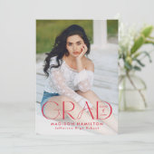 Modern Afstudeerder Rode Typografie 2 Foto Afstude Aankondiging (Staand voorkant)