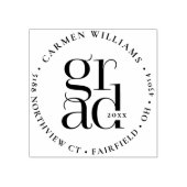 Modern Afstudeerder Rond Retouradres Houten Kunsts Rubberstempel (Afrduk)