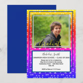 Modern Afstudeerder sterren blauw | Afstudeerparti Kaart (Voorkant / Achterkant)