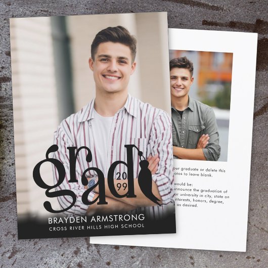 Modern AFSTUDEERDER Tassel 2 foto's Zwart Overlay Aankondiging