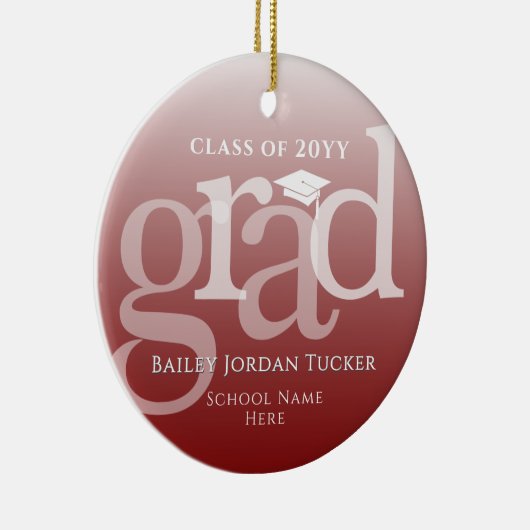 Modern AFSTUDEERDER Tassel Donkerrood Ombre Afstud Keramisch Ornament (Rechts)