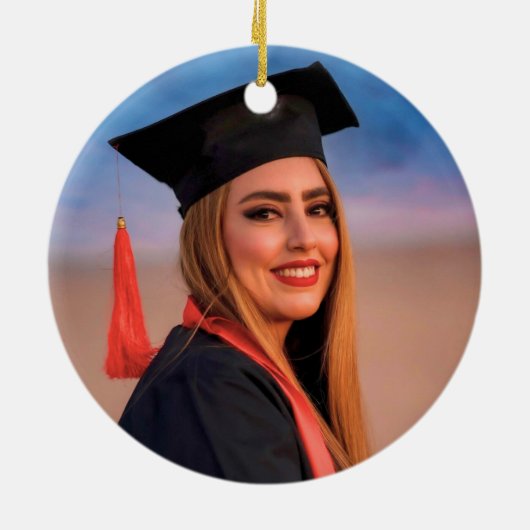 Modern AFSTUDEERDER Tassel Donkerrood Ombre Afstud Keramisch Ornament (Achterkant)