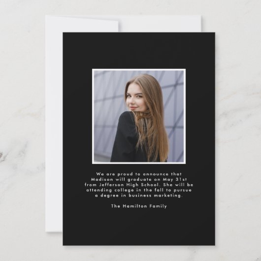 Modern Afstudeerder Typografie 2 Foto Afstuderen Aankondiging (Achterkant)