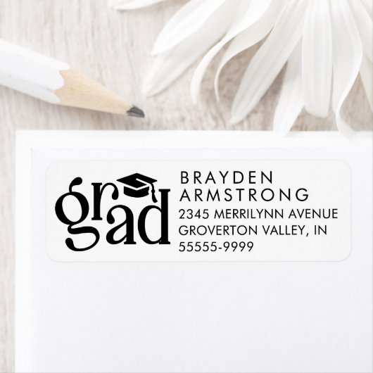 Modern Afstudeerder Vetgedrukte Type Pet Zwart Cus Etiket (Insitu)