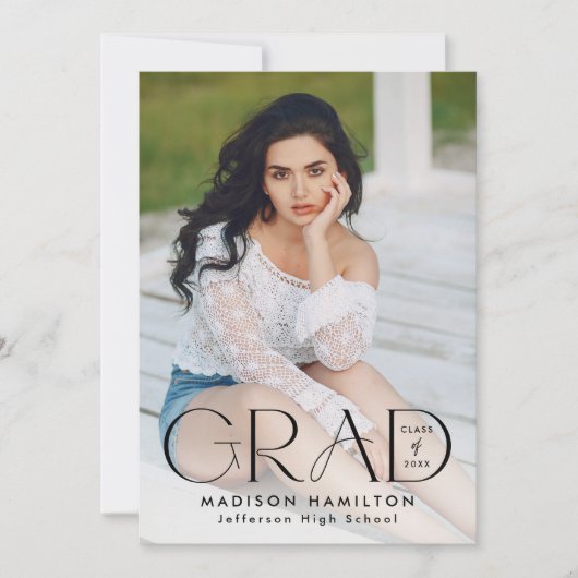 Modern Afstudeerder Zwart Typografie 2 Foto Afstud Aankondiging (Voorkant)