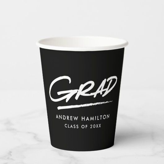 Modern Afstudeerder zwart-wit Afstuderen Papieren Bekers (Achterkant)