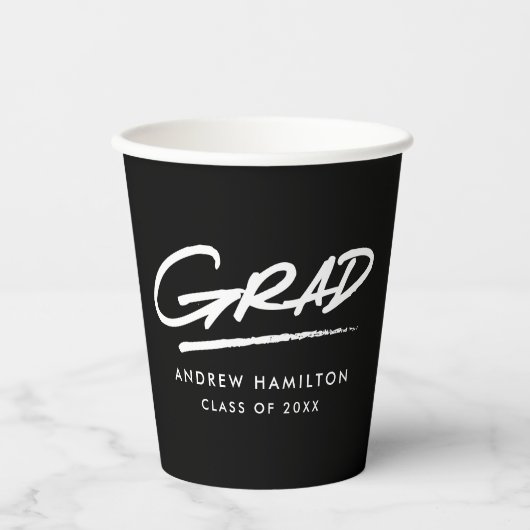 Modern Afstudeerder zwart-wit Afstuderen Papieren Bekers (Voorkant)
