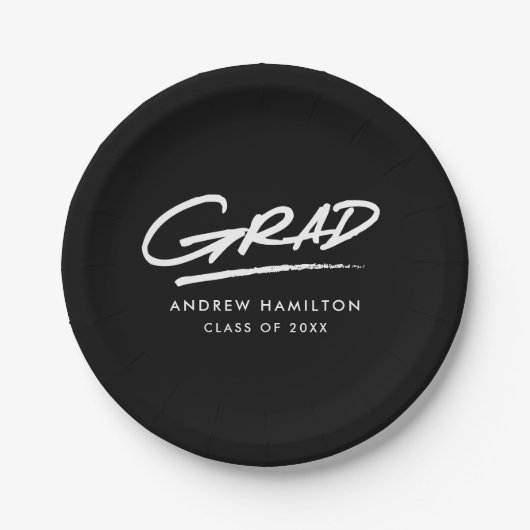 Modern Afstudeerder zwart-wit Afstuderen Papieren Bordje (Voorkant)