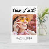 Modern Afstudeerder | Zwart-wit twee foto Afstuder Aankondiging (Staand voorkant)