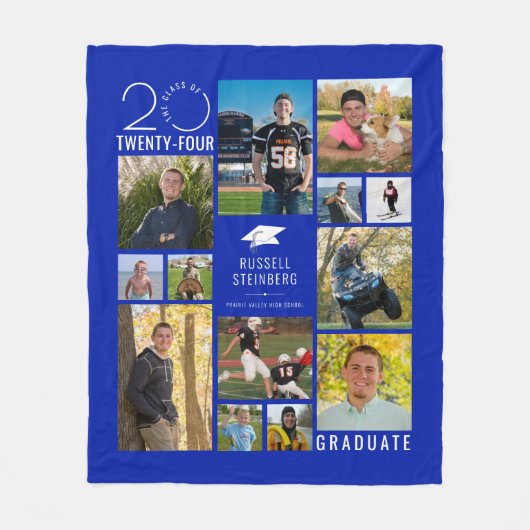 Modern Afstuderen 13 Fotocollage Aangepaste kleur Fleece Deken (Voorkant)