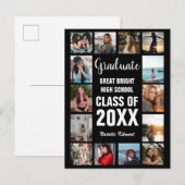 Modern Afstuderen 14 Photo Collage Black Afstudere Aankondigingskaart (Voorkant / Achterkant)