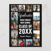 Modern Afstuderen 14 Photo Collage Black Afstudere Aankondigingskaart (Voorkant)