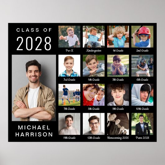 Modern Afstuderen 17 Foto Collage Black Poster (Voorkant)