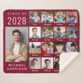 Modern Afstuderen 17 Foto-collage Burgundy Sherpa Deken (Voorkant (horizontaal))
