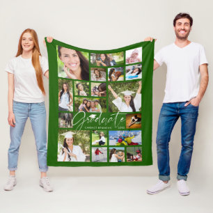 Modern AFSTUDEREN 19 Fotocollage Script Groen Fleece Deken