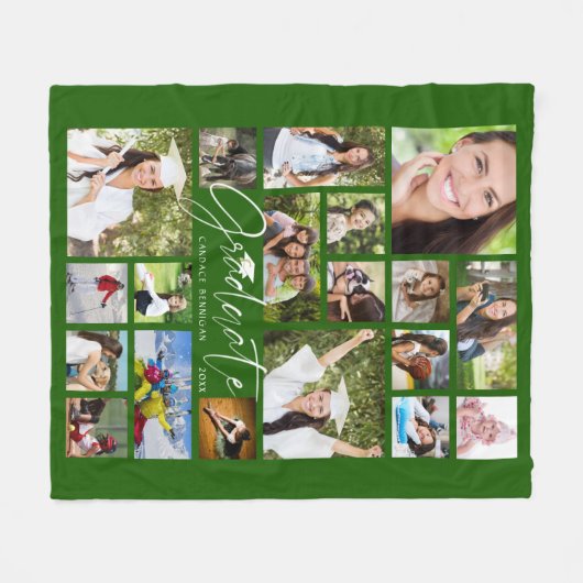 Modern AFSTUDEREN 19 Fotocollage Script Groen Fleece Deken (Voorkant (Horizontaal))