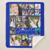 Modern AFSTUDEREN 19 Fotocollage Script Royal Blue Sherpa Deken (Voorkant)